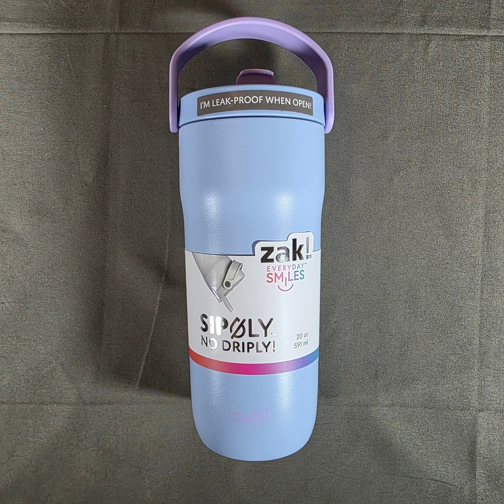 Zak Designs 20oz Siply No Driply Water Bottle Blue Purple Vacuum Insulated New